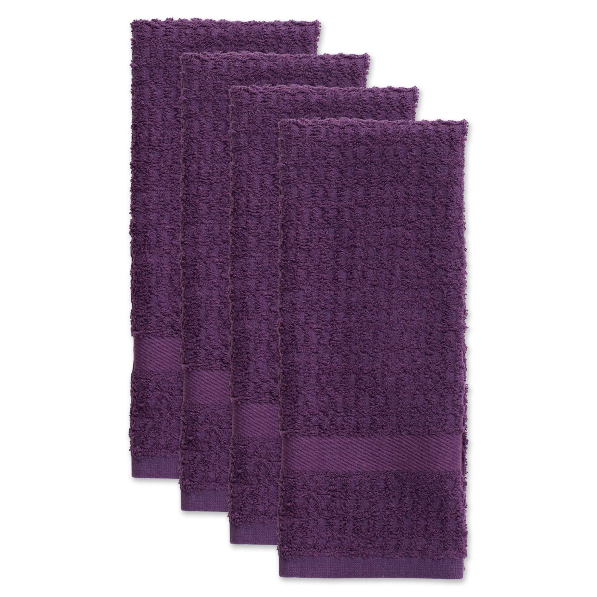 DII® Solid Eggplant Waffle Terry Dishtowel, 4ct.
